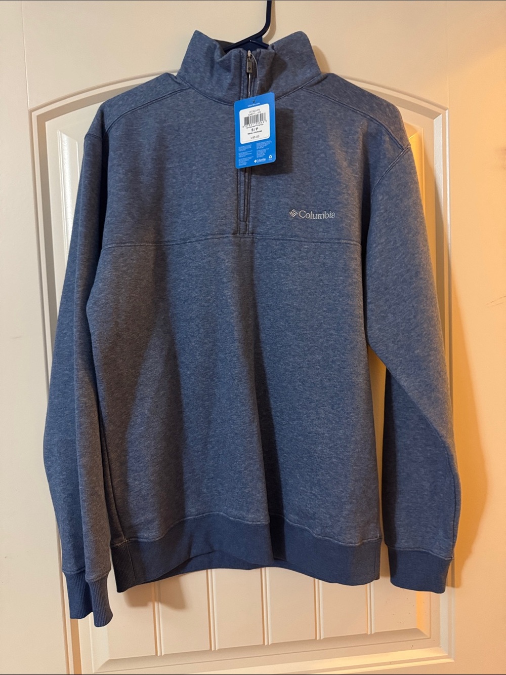 Columbia Men's Heathered Slate Blue Half-Zip Sweater